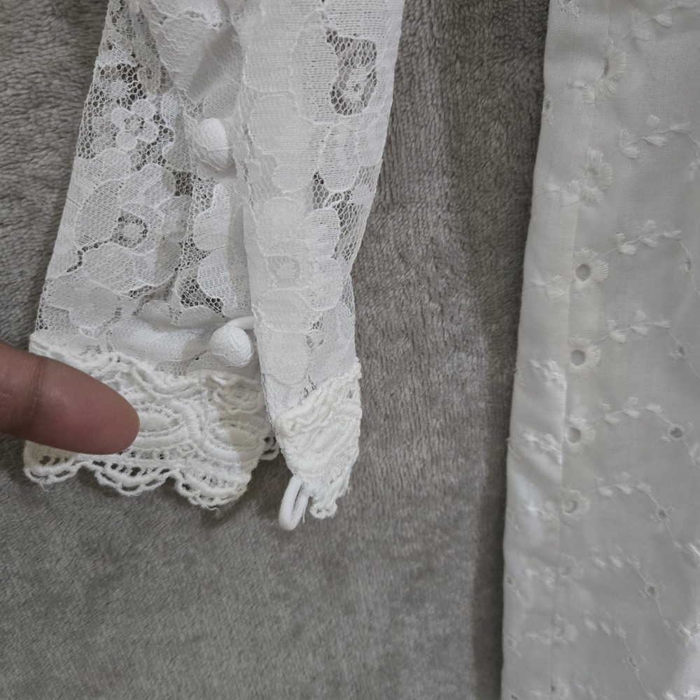 Princess Kaiulani Hawaiian Vintage Lace Dress Womens Medium White Victorian Boho - Picture 3 of 15